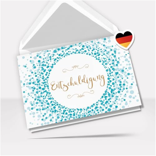 Entschuldigung Karte mit Umschlag Entschuldigungskarte Entschuldigen Wiedergutmachung Freund FreunDin Partner Familie Sorry A6 Klappkarte Blau Gold Look