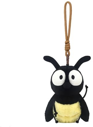 Herfair Schlüsselanhänger Kuscheltier, Klein Insekten Plüschtier Anhänger, Kawaii Deko Stofftier Anhänger für Rucksack Schulranzen (Glühwürmchen)
