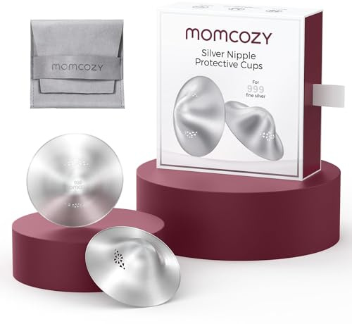 Momcozy Coppette Argento 999 Paracapezzoli Allattamento Traspiranti, 45mm