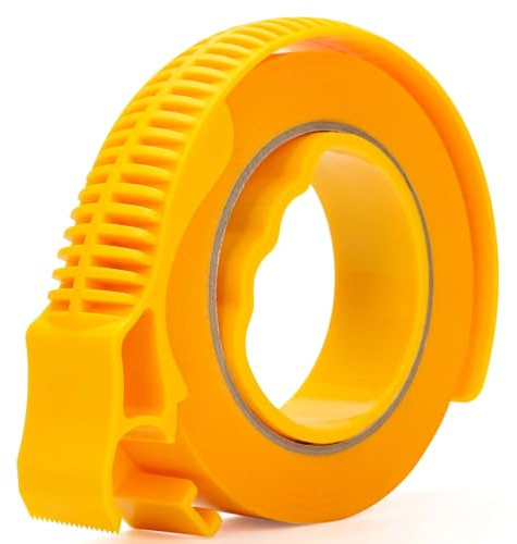 ADHES Yellow Masking Tape Applicator,24mm x 55m x 1 Roll | Multi Surface Washi Painter Tape with Cutter for Clean Sharp Paint Lines No Paint Bleed For DIY