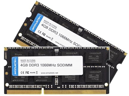 SIMPLETEK - Kit mémoire RAM 8 Go (2 x 4 Go) DDR3-1066 MHz - PC3-8500 - SODIMM pour ordinateurs portables et systèmes compacts (reconditionnés)