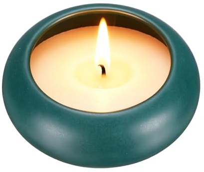 sourcing map Pebble Tea Light Candle Holder, 3cm Height Tealight Candle Holder Handcrafted Ceramic Decorative Calming Home Decor Accent for Table Centerpiece Wedding, Teal Green