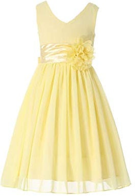 HAPPY ROSE Robe de Fille d'honneur Junior Robes de soirée de Bal Mousseline Jaune 14 Ans
