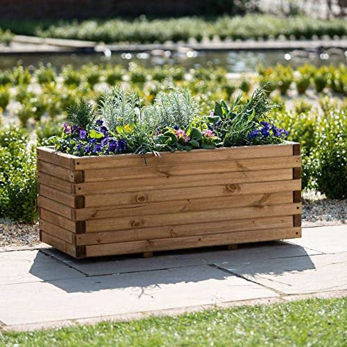 Primrose Pine Raised Flower Bed Trough Planter - Treated Durable Pine & Responsibly Sourced Timber XL 140cm x 40cm (55.5in x 15.75in)
