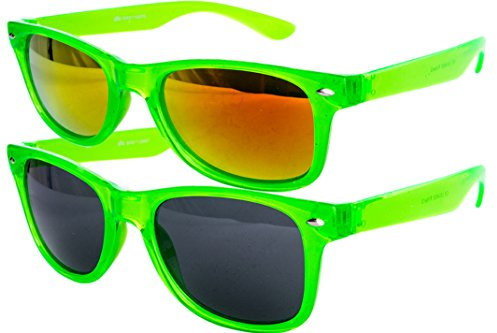 Ciffre 2 er Set EL-Sunprotect® Sonnenbrille Nerdbrille Brille Nerd Transparent Grün Set11