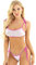 ranrann 2Pcs Ensemble Femme Sexy Bikini Transparent Soutien-Gorge String Maillot de Bain Piscine Plage Erotique Lingerie Slip sous-vêtements Swimsuit Blanc&Rose Taille Unique