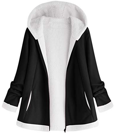 Manteau A Capuche Femme Grande Taille Hiver Chaud Elegant Polaire Chaud Chic Pas Cher A La Mode Vintage Veste Peluche Outwear