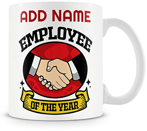 Novelty Funny Gift for Work Colleagues and Friends - Employee of The Year - Personalised Mug