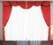 ABAKUHAUS Theater Rustikaler Gardine, Klassische Bühne Vorhänge öffnen, Wohnzimmer Universalband Gardinen mit Schlaufen und Haken, 280 x 175 cm, Rot und weiß