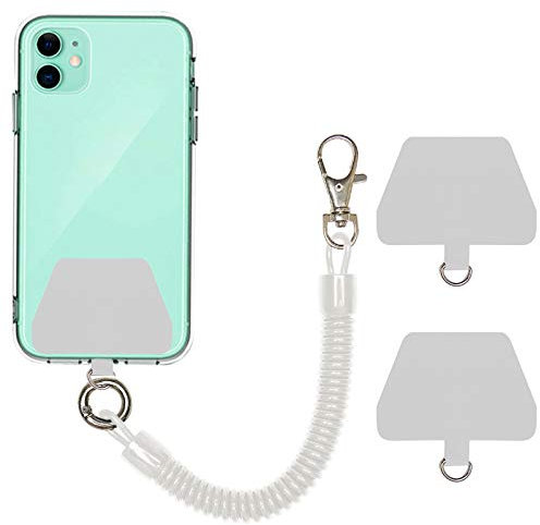 COCASES Handyband mit flexiblem Spiralkabel, universale Lanyard Schlüsselband Schlüsselanhänger kompatibel mit iPhone/Samsung/Huawei(2 Einlagen, Durchsichtig)