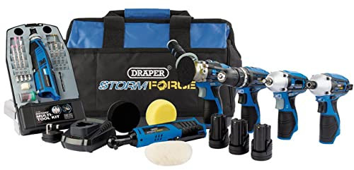 Draper 93445 Storm Force® 10.8V Interchange 6 Piece Power Tool Kit (+3 x 1.5Ah Batteries, Charger and Bag)