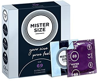 MISTER SIZE Kondome gefühlsecht hauchzart 69mm im 3er Pack/extra dünn & extra feint/Kondom aus 100% Naturkautschuk-Latex in deiner Größe XXL/natural feeling 3er Condome Packung