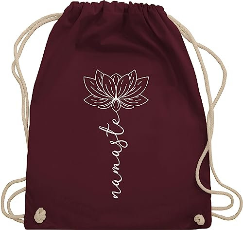 Turnbeutel Rucksack - und Wellness Geschenk - Namaste Lotusblüte Yoga Chakra - Unisize - Bordeauxrot - welness geschenke meditation joga stoffrucksack yoga-tasche spirituelle blume sportbeutel