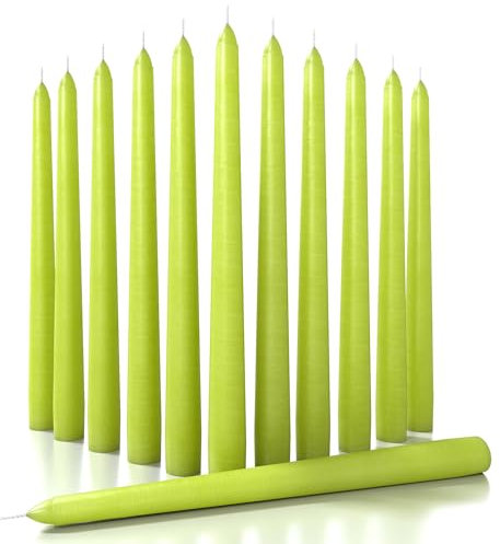 CANDWAX 30 cm Taper Candles Set of 12 - Dripless and Smokeless Candle Unscented - Slow Burning Candle Sticks Ideal as Dinner Candles – Olive Candles