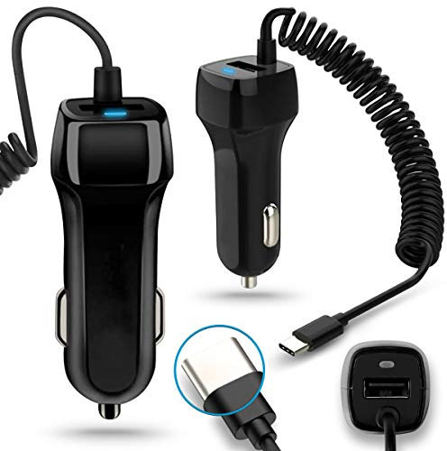 KFZ Auto Ladekabel kompatibel mit Tecno Camon 40/40 Pro 5G Lade Kabel USB-C integriertes Ladegerät Adapter Lade Daten Gerät 3,1A 15W Dual Ladeadapter