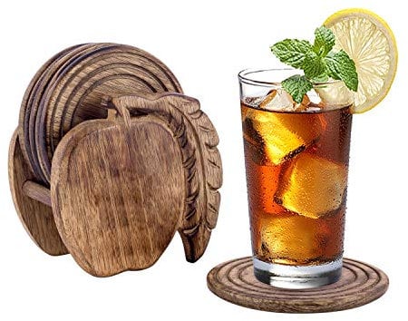 Divit Porta sottobicchiere, Eco-friendly, Assorbenti, sottobicchieri fatti a mano dall'aspetto antico, Set di 6 (Apple)