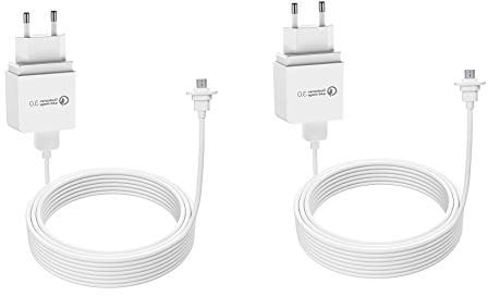 HOLACA Power Supply for eufyCam 2C with 9 m Weatherproof Indoor Charging Cable + 3.0 Power Supply Continuous Charging of Your eufyCam 2C Camera (White 2-Pack)