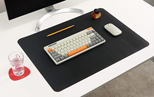 Nodito Sous-main en cuir double face, sous-main pour ordinateur portable, tapis de souris, écriture, dessin, tapis d'art et d'artisanat (43,2 x 61 cm, noir/rouge)