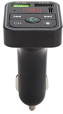 ciciglow Bluetooth FM Transmitter, F2 Auto MP3-Player Bluetooth V5.0 Autoradio Audio Adapter FM Transmitter Schnellladegerät Auto Musik Player FM Modulator mit LED-Licht Music