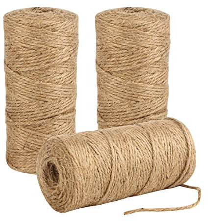 Anruyi 3PCS Ficelle Jute Naturel Ø2mm 100m, Corde de Ficelles de Jardinage Corde Chanvre 2mm pour Décoration Bricolage Artisanat Jardinage Emballage