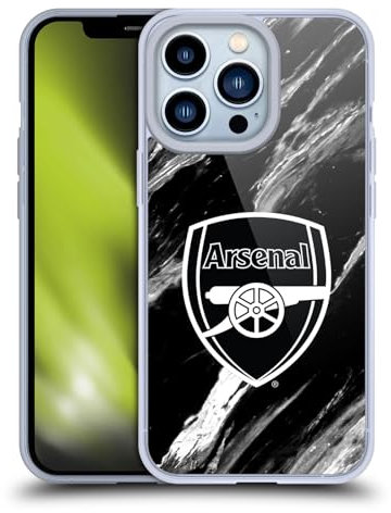 Head Case Designs Officially Licensed Arsenal FC Marble Crest Patterns Soft Gel Case Compatible With Apple iPhone 13 Pro