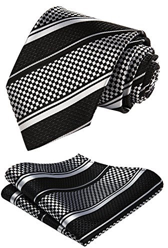 HISDERN Check Mariage Plaid Cravate Mouchoir Cravate Hommes Poche Carré Ensemble Pour Les Affaires Formelles