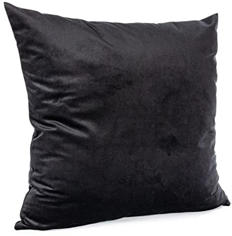 ANRO Kissenbezug Kissenhülle Kissen Deko-Kissen Sofa Kissen Couch Kissen Samt Schwarz 50x50cm mit Füllung