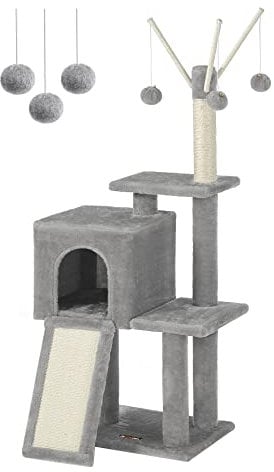 FEANDREA Árbol de Gatos, Torre de Juegos, Gatito, Gris Claro PCT143W01