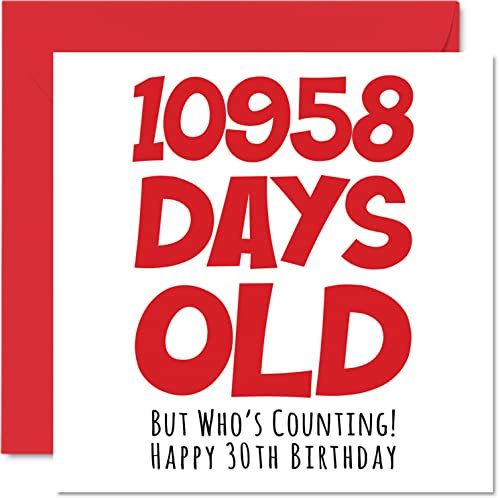 Stuff4 Geburtstagskarte zum 30. Geburtstag Männer und Frauen – 10958 Tage alt – lustige Geburtstagskarte Erwachsene 30. Geburtstag Bruder Schwester Sohn Tochter Cousin Mutter Vater 145 mm x 145 mm