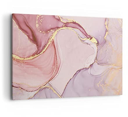 Moderne Impression sur Toile 100x70cm Image Tableau Decoration Murale Abstraction Marbre Rose Grand Tableaux Decoratifs Muraux Chambre Horizontal Deco Cadre Décoration Salon Art Wall AA100x70-4528