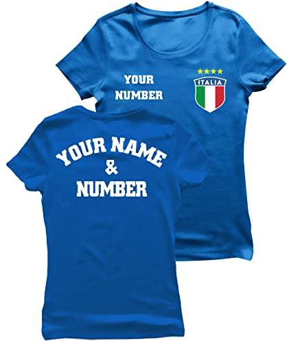 Fussball Trikot Damen | Personalisiertes Italien 2026 T Shirt mit Eigenem Namen und Nummer