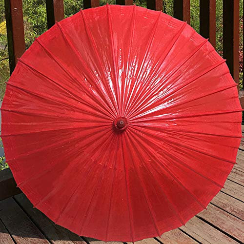 JYCCH Outdoor-Bambus, runder Ölpapier-Regenschirm, Sonnenschutz, Terrasse, Garten, handgefertigt, wasserdicht, gelb, rot (Red 180cm)