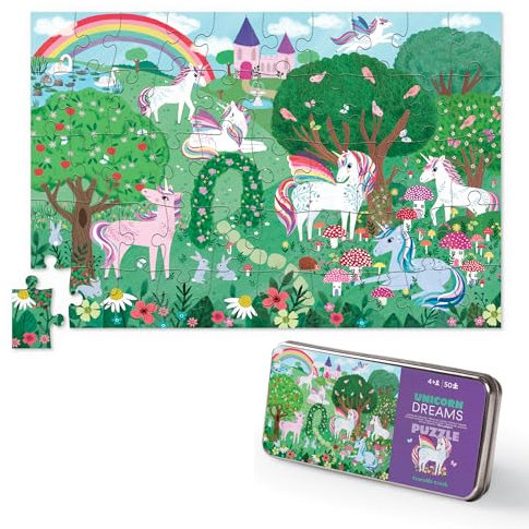 Crocodile Creek 3843004 50 Stück Tin Einhorn Dreams Puzzles, bunt, único