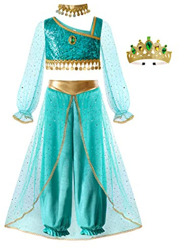 ReliBeauty Prinzessin Pfau Bauchtanz Kostüm Kinder Mädchen mit Krone,140