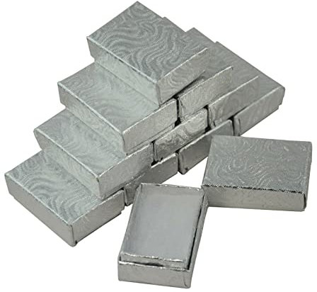 24 x Silberfarbene Schachteln aus Karton, rechteckig, für Schmuck, Geschenke, Postverpackungen