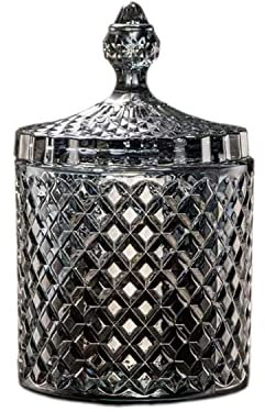 CLOVERHOME Bunte dekorative Qtips Halter für Badesalz/Tupfer/runde Make-up-Schwämme, Zahnstocher, Schmuck (Schwarz/Silber, L)