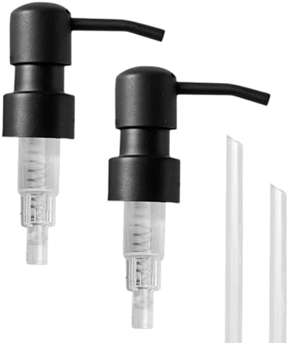 MAISONOVO Universal Soap Dispenser Pump | Stainless Steel Soap Pump Replacement | Replacement Soap Dispenser Pump for Plastic and Glass Soap Dispenser Bottles | 2 x Black Pumps