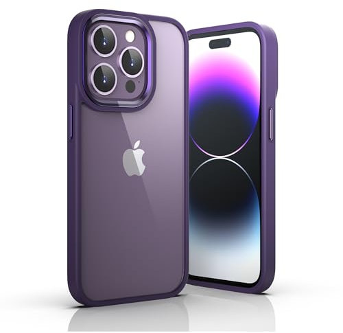 ULAK for iPhone 14 Pro Case Clear, [Anti-Yellow] Heavy Duty Protection Transparent Shockproof Rugged Cover Soft TPU Hard Bumper Safe Grip Protective Light Cover for iPhone 14 Pro 6.1 - Purple