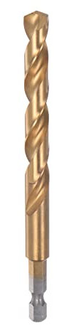 sourcing map 1/4 Hex Shank Drill Bit 9.5mm Titanium Drill Bits Set M35 High Speed Steel Twist Drill Bit 122mm Long Fully Ground for Wood, Stainless Steel, Metal, Plastic Plastic
