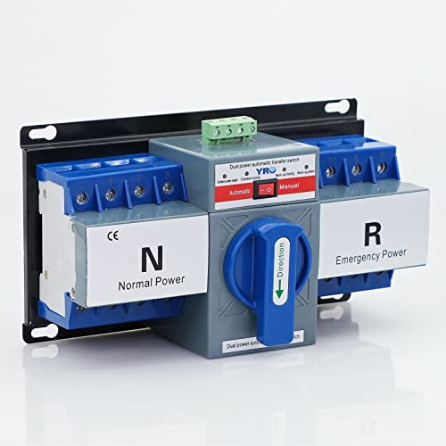 EUPXRHY Inverseur de Source Monophasé 63A 2P 4P, Commutateur de Transfert Automatique à Double Alimentation Interrupteur de Transfert Automatique Disjoncteur Inverseur,4p 400v