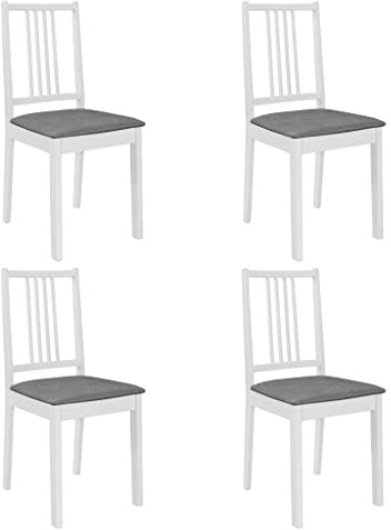 ZQQLVOO Esszimmerstühle mit Polstern 4 STK. Weiß Massivholz, Bequemer Polsterstuhl, Stuhl Esszimmer, Küchenstuhl, Esszimmer Set, Wohnzimmerstühle, Chairs for Living Room