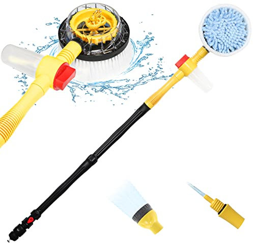 Rotating Car Wash Brush, Car Wash Brush Long Handle,Automatically Foams Car Wash Kit with Car Washing Brush,Pressure Washer Gun and Hose Nozzle for Cars,Yards,Gardens,Pets etc