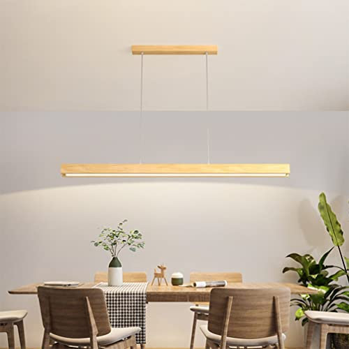 LED Holz Pendelleuchte Esstisch Esszimmer Lampe Hängelampe Dimmbar Hängeleuchte mit Fernbedienung Höhenverstellbar Küche Decke Pendant Leuchte Modern Wohnzimmer Kronleuchter Büro Hotel Deko Lampe