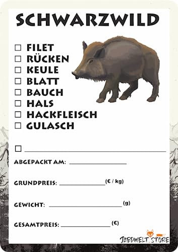 Wildbret Etiketten zur Kennzeichnung von Wildfleisch 6 x 9 cm Schwarzwild Wald (25)