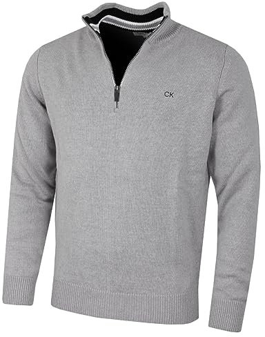 Calvin Klein Mens 1/2 Zip CK Golf Sweater - Silver Sport - XXL