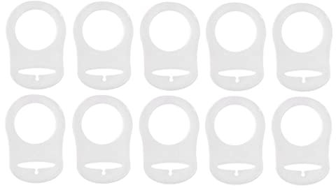 10 Stück Silikon Knopf Schnuller Ring MAM Halter Mannequin Clamp Adapter Klar - Schnuller Clips für Schnuller an Ort und Stelle - Transparent