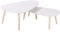 HUOLE 2er-Set Beistelltisch Coffee Tisch Sofatische-Set Satztische, Couchtische mit Beinen aus Massivholz, Tischkombination für Büro, Küche, Wohnzimmer-Zwei Ovale – Weiß