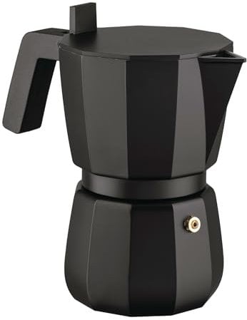 Alessi Moka DC06/6 B - Cafetera para Café Exprés de Design, Mango y Mando en PA, 6 Tazas, Negro