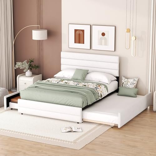 Idemon - Cama de plataforma con cajón de 140 x 200, adecuada para 2 personas, con 2 cajones (blanco)