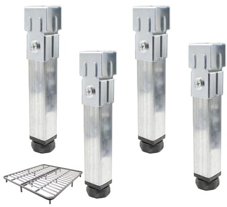 Lot de 4 Pied de Lit,Pied de Support de Lit Métal Sommier à Lattes Universel Hauteur Réglable Pied De Lit sans Perçage pour Le Cadre Central (50cm(19.6in))